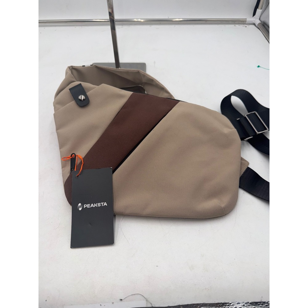 Peaksta Slim Carry 2 Khaki Brown Anti-Theft RFID Crossbody Sling Bag NWT